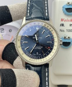 Breitling-Navitimer 1 41mm Date Stainless Steel/Leather Blue TF A2824 Automatic