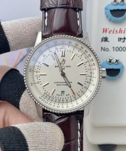 Breitling-Navitimer 1 41mm Date Stainless Steel/Leather White Dial TF A2824 Automatic