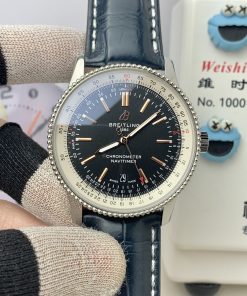 Breitling-Navitimer 1 41mm Date Stainless Steel/Leather Black Dial TF A2824 Automatic