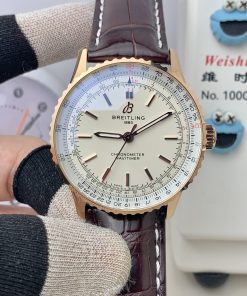 Alternative view of Breitling-Navitimer 1 38mm Rose Gold/Leather White Dial TF A2824 Automatic