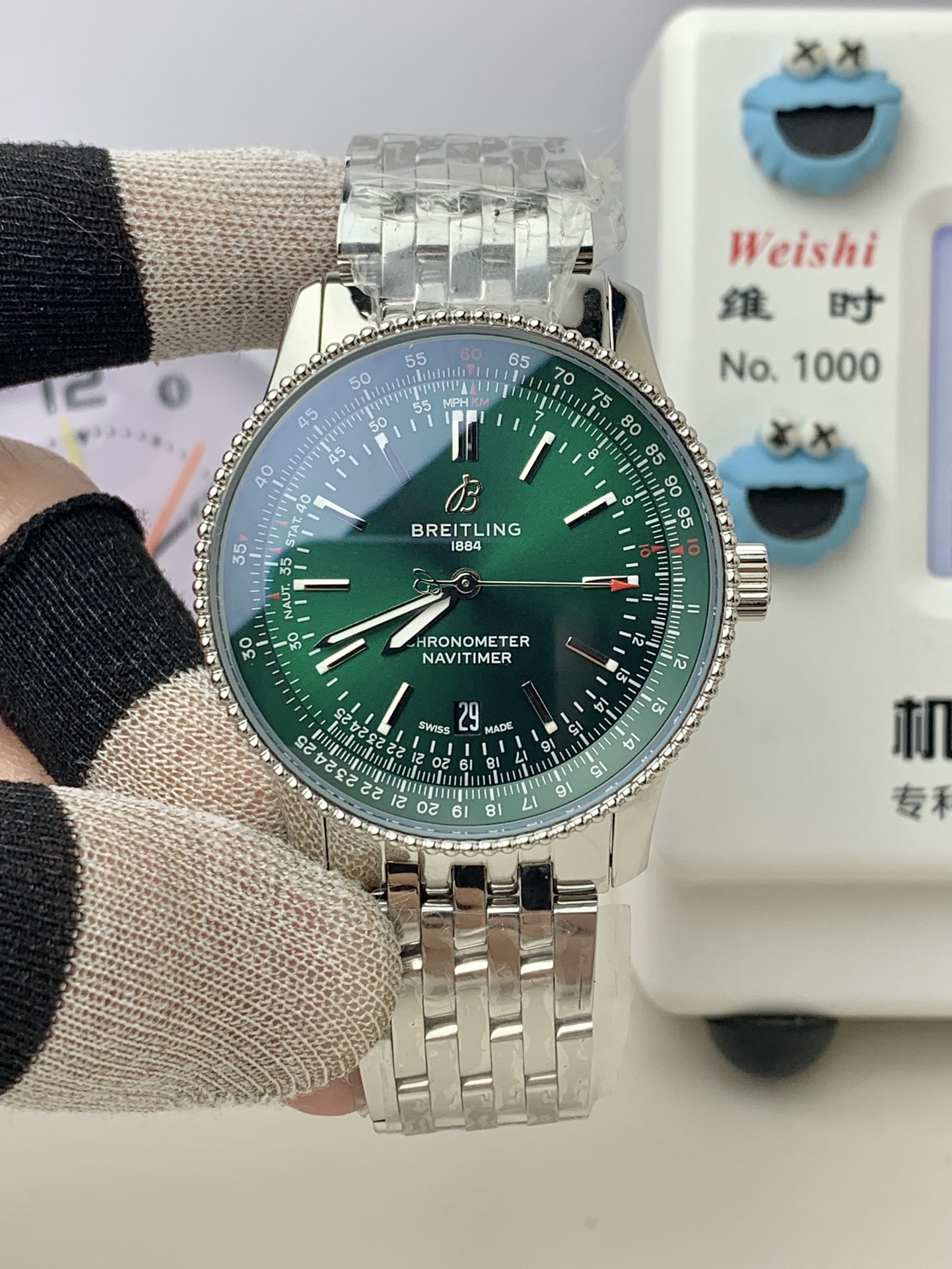 Breitling-Navitimer 1 41mm Date Stainless Steel/Steel Green Dial TF A2824 Automatic