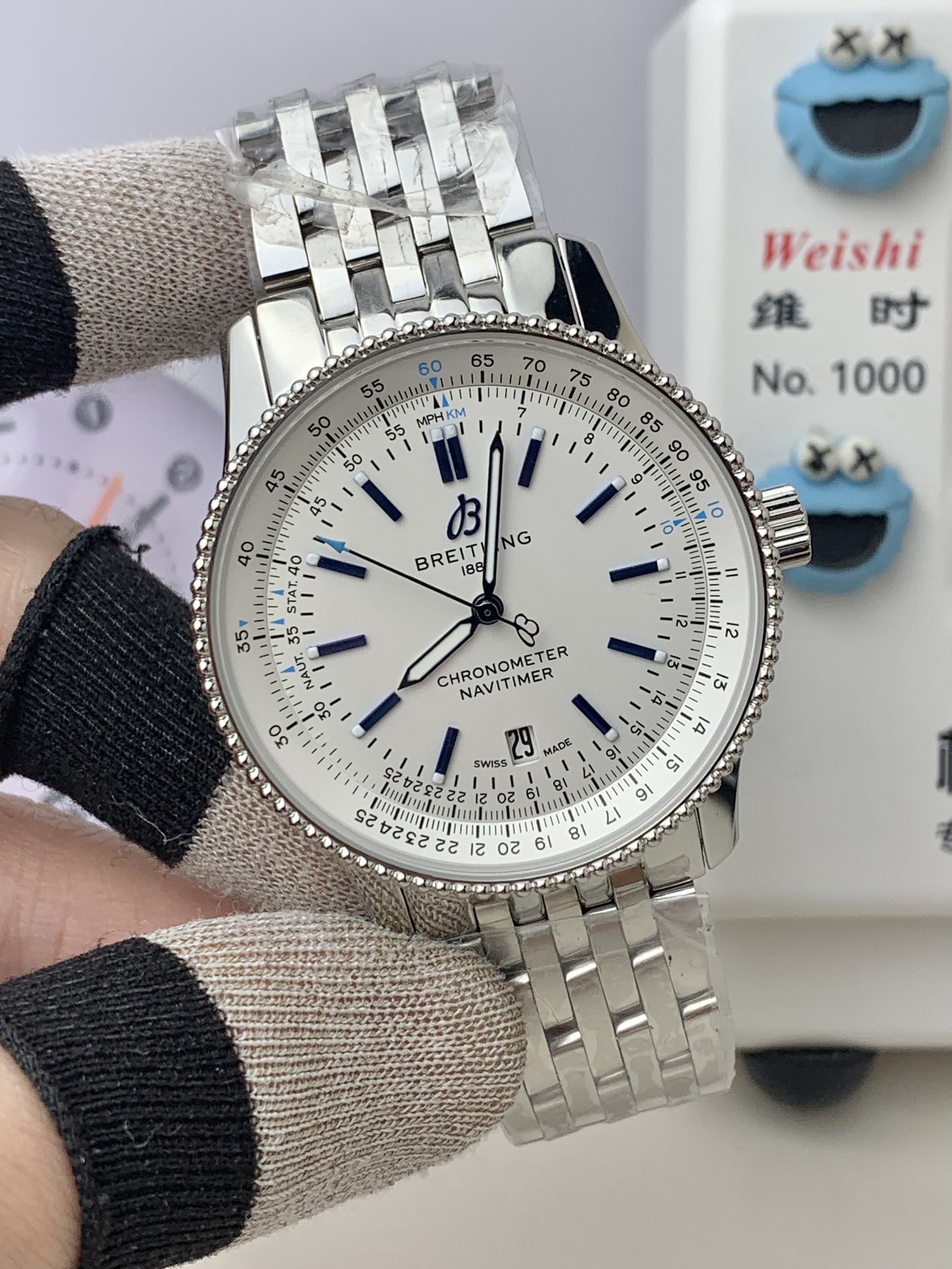 Breitling-Navitimer 1 41mm Date Stainless Steel/Steel White Dial TF A2824 Automatic - Image 3