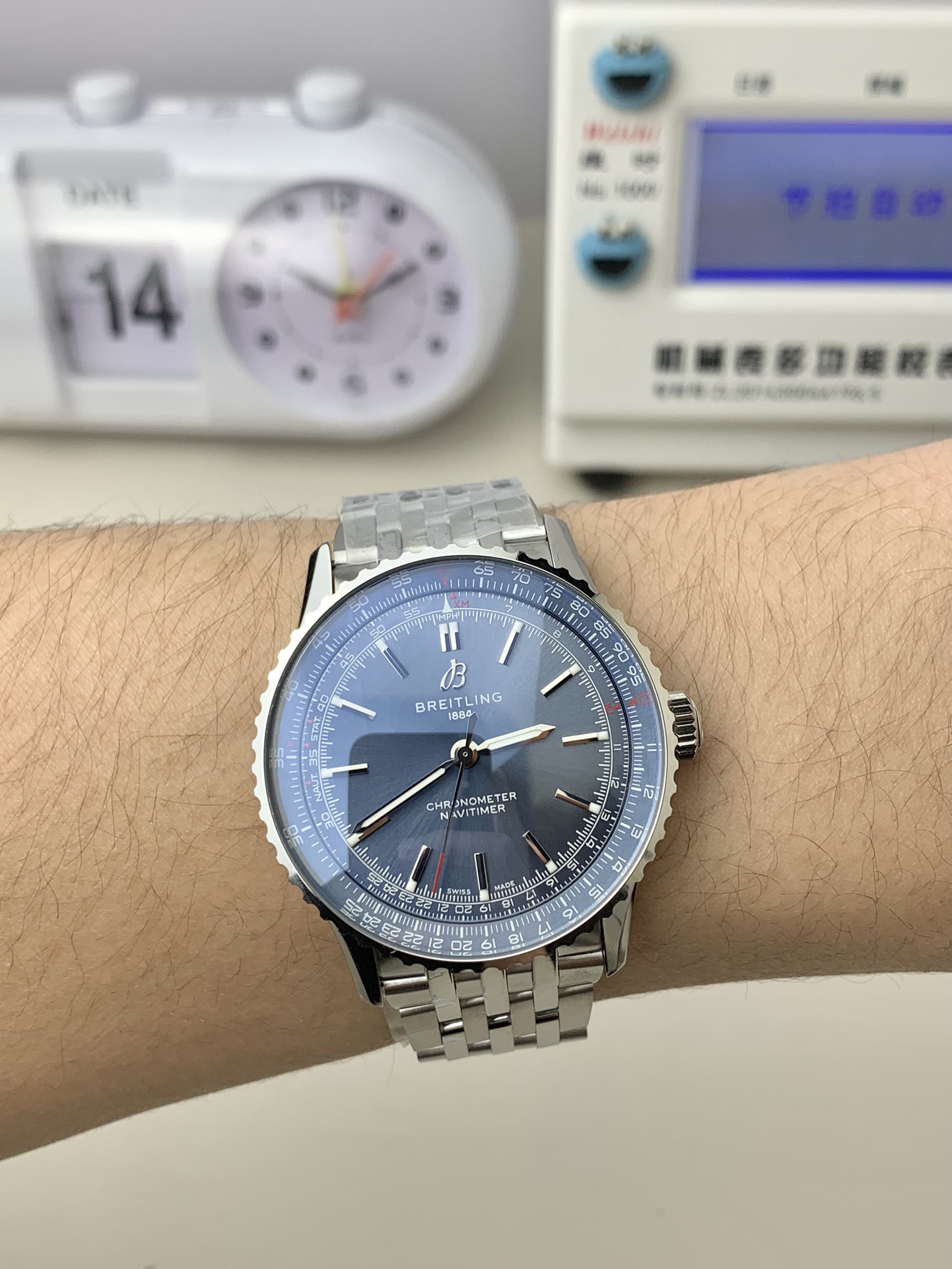 Breitling-Navitimer 1 38mm Stainless Steel/Steel Blue Dial TF A2824 Automatic - Image 7