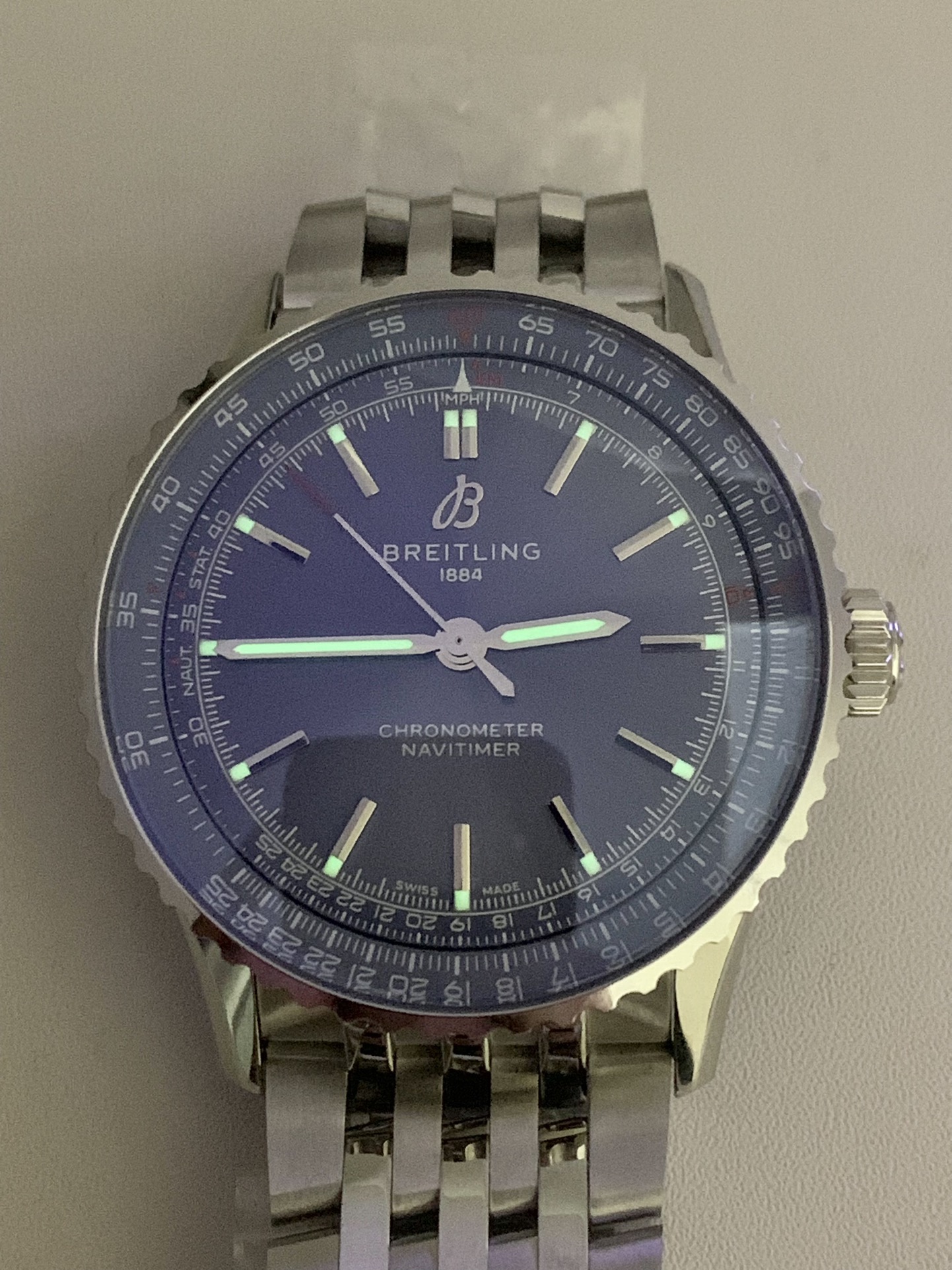 Breitling-Navitimer 1 38mm Stainless Steel/Steel Blue Dial TF A2824 Automatic - Image 10