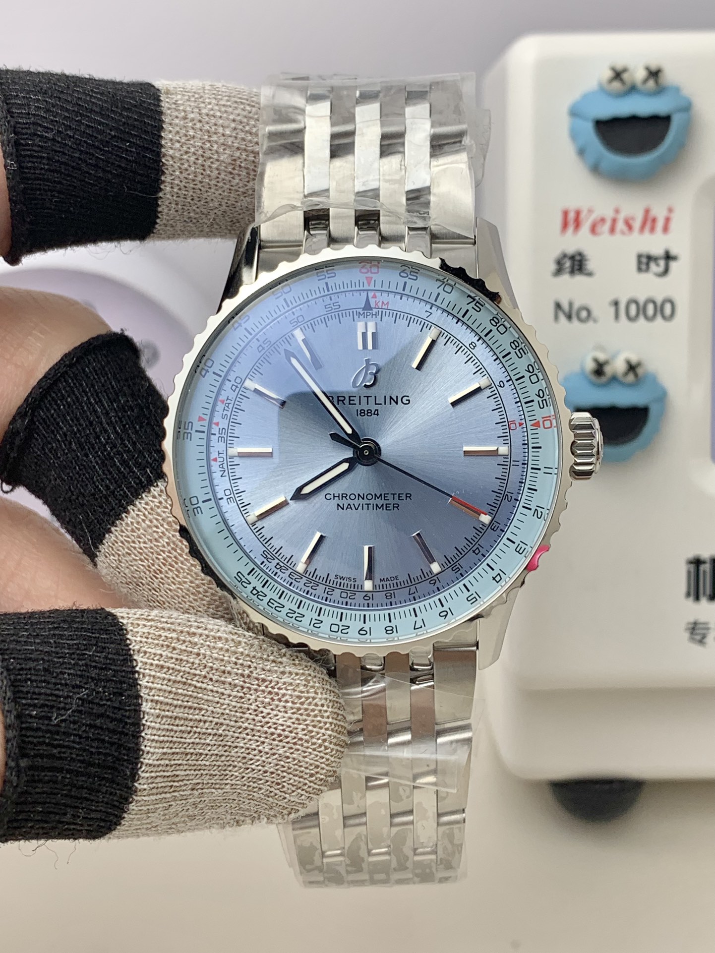 Breitling-Navitimer 1 38mm Stainless Steel/Steel Ice Blue Dial TF A2824 Automatic