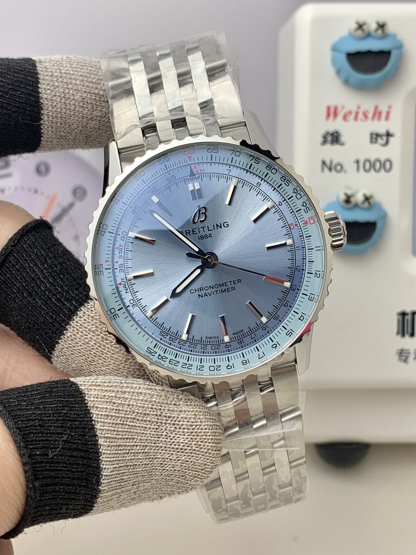 Breitling-Navitimer 1 38mm Stainless Steel/Steel Ice Blue Dial TF A2824 Automatic - Image 3