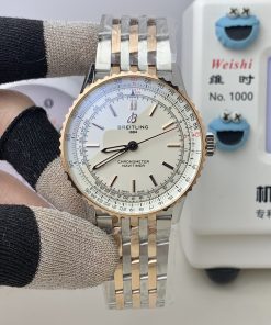 Breitling-Navitimer 1 38mm Two Tone Stainless Steel/Rose Gold White Dial TF A2824 Automatic