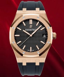 Audemars Piguet-Royal Oak 41mm 15500 Rose Gold/Rubber Black Dial/Stick Markers APSF SA4302 Automatic