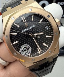 Alternative view of Audemars Piguet-Royal Oak 41mm 15500 Rose Gold/Leather Black Dial/Stick Markers APSF SA4302 Automatic