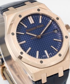 Alternative view of Audemars Piguet-Royal Oak 41mm 15510 Rose Gold/Leather Blue Dial Stick Markers APSF A4302 Automatic