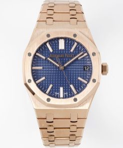 Audemars Piguet-Royal Oak 41mm 15510 Rose Gold/Rose Gold Blue Dial Stick Markers APSF A4302 Automatic