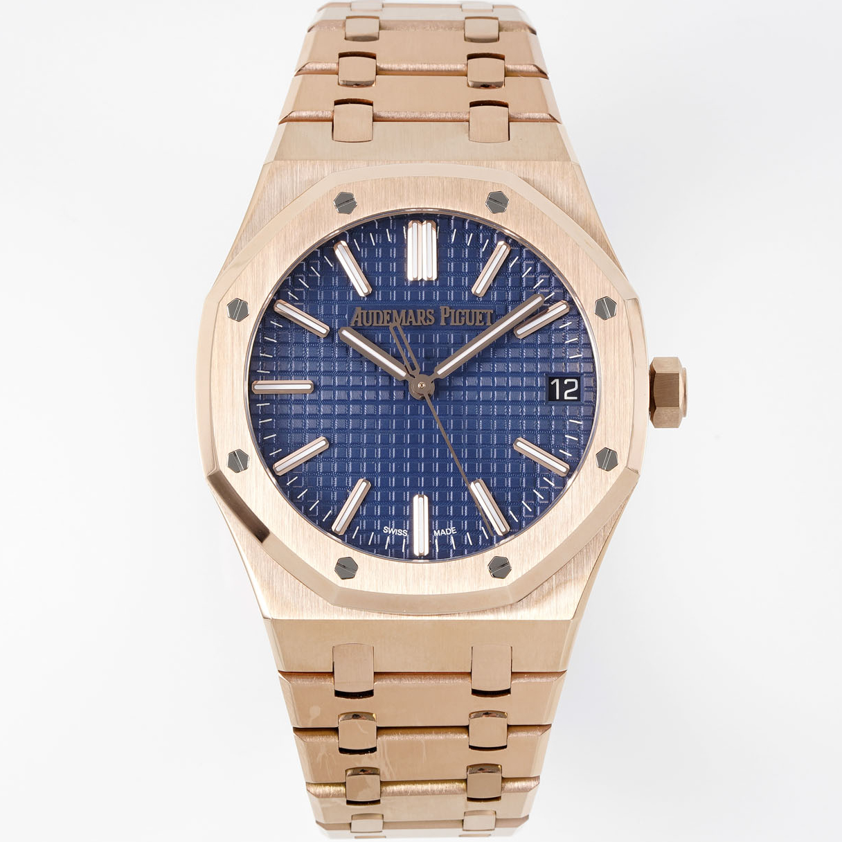 Audemars Piguet-Royal Oak 41mm 15510 Rose Gold/Rose Gold Blue Dial Stick Markers APSF A4302 Automatic