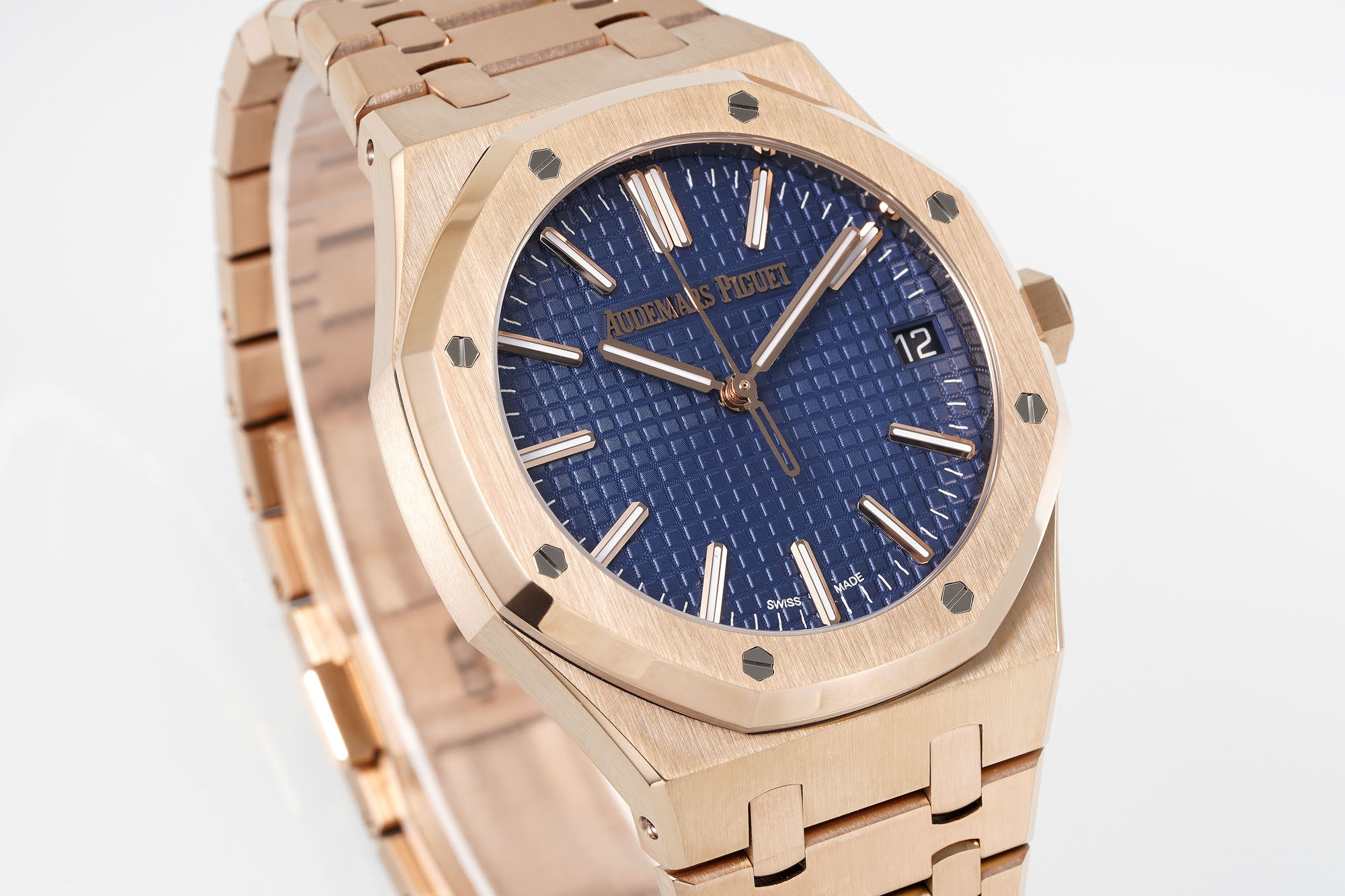 Audemars Piguet-Royal Oak 41mm 15510 Rose Gold/Rose Gold Blue Dial Stick Markers APSF A4302 Automatic - Image 2