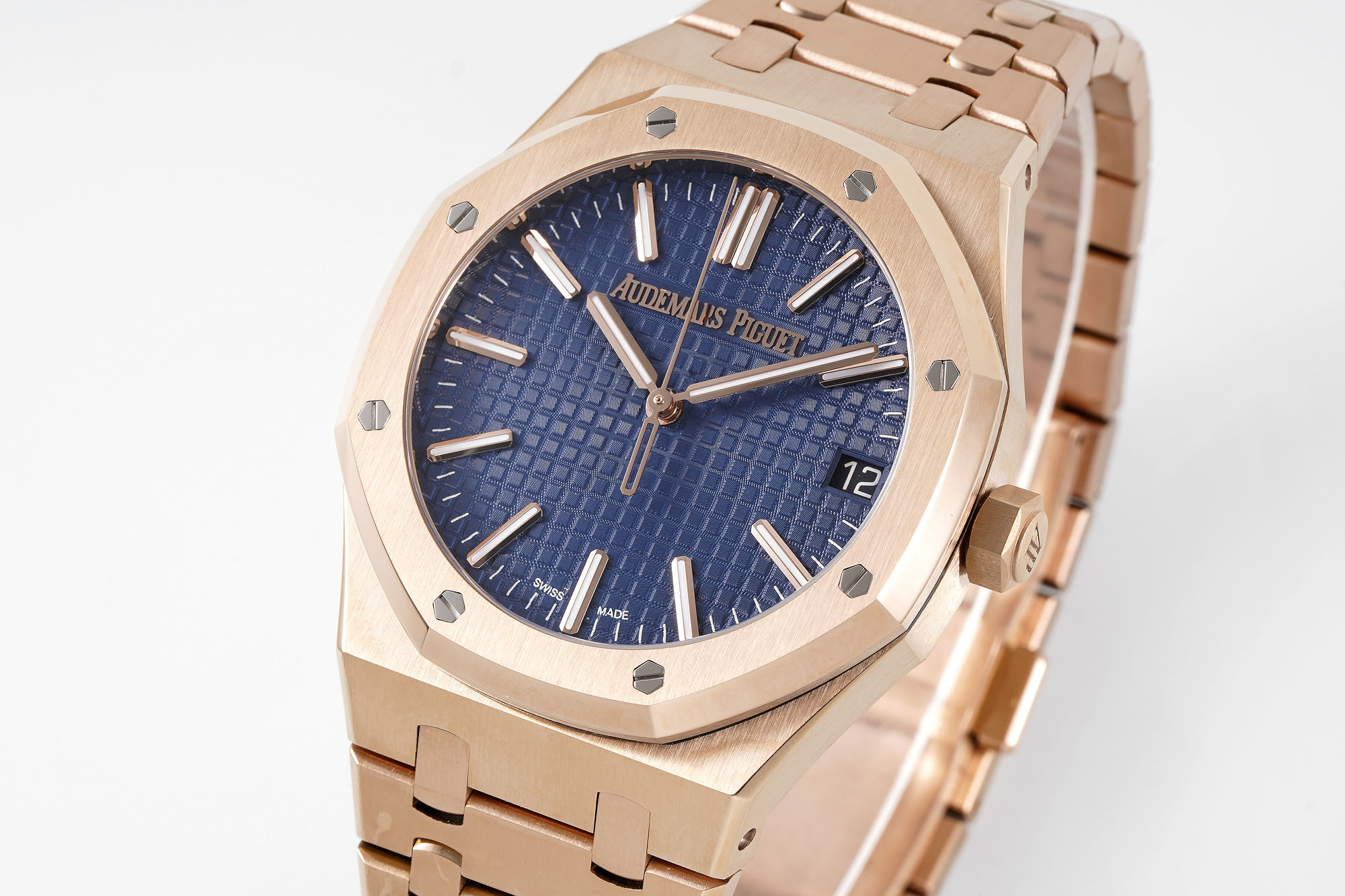 Audemars Piguet-Royal Oak 41mm 15510 Rose Gold/Rose Gold Blue Dial Stick Markers APSF A4302 Automatic - Image 3