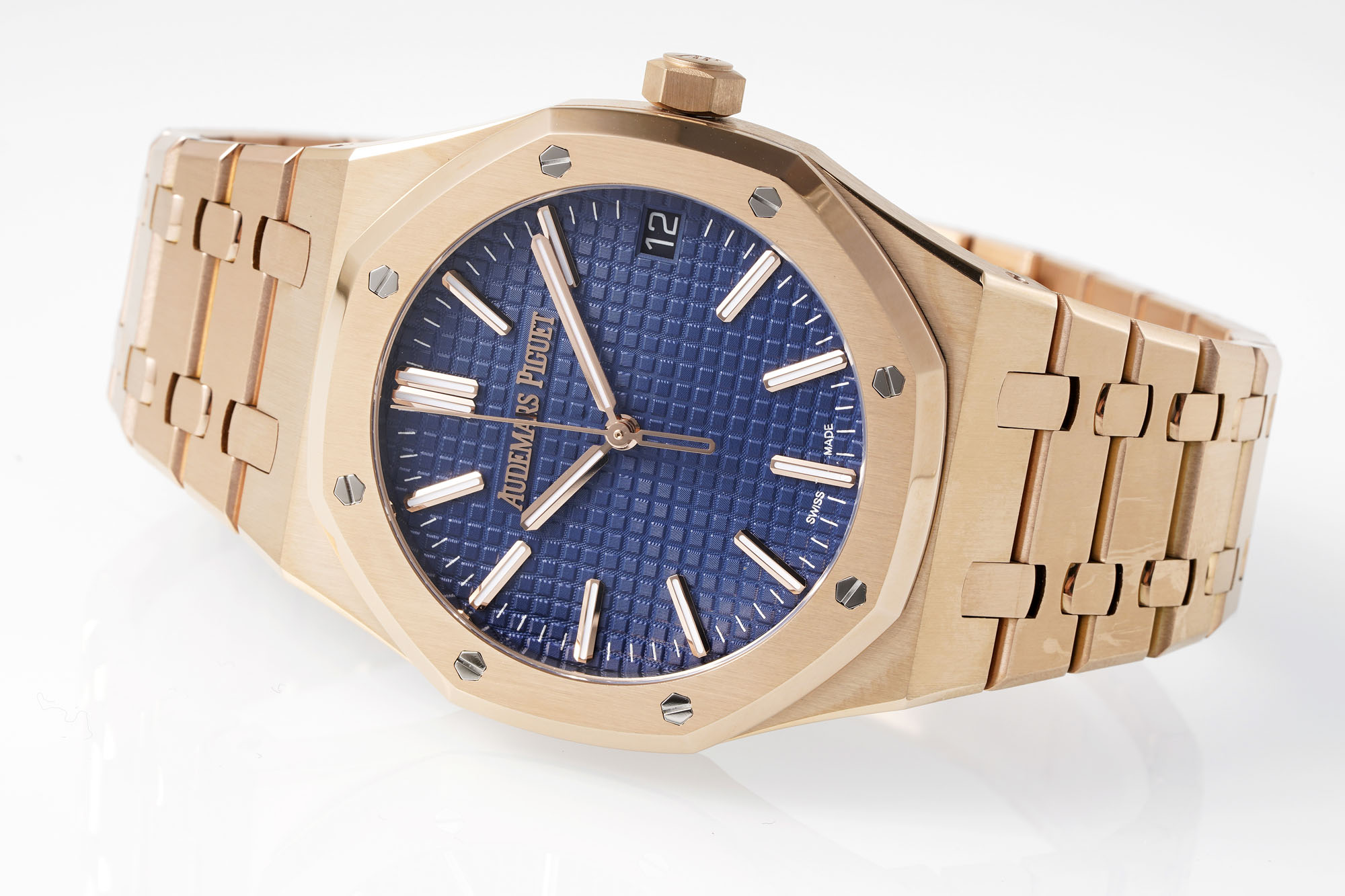 Audemars Piguet-Royal Oak 41mm 15510 Rose Gold/Rose Gold Blue Dial Stick Markers APSF A4302 Automatic - Image 5