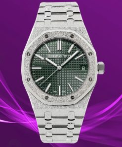 Audemars Piguet-Royal Oak 15510 41mm Frosted Stainless Steel/Steel Green Dial/Stick Markers APSF A4302 Automatic