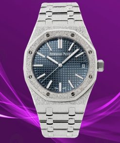 Audemars Piguet-Royal Oak 15510 41mm Frosted Stainless Steel/Steel Blue Dial/Stick Markers APSF A4302 Automatic