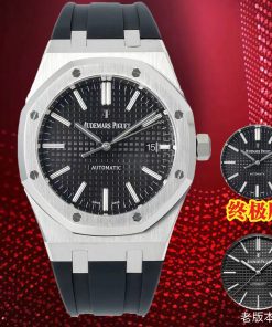 Audemars Piguet-Royal Oak 15400 41mm Stainless Steel/Rubber Black Dial/Stick Markers APSF SA3120 Automatic