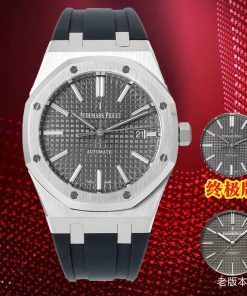 Audemars Piguet-Royal Oak 15400 41mm Stainless Steel/Rubber Grey Dial/Stick Markers APSF SA3120 Automatic