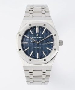 Alternative view of Audemars Piguet-Royal Oak 15400 41mm Stainless Steel/Steel Blue Dial/Stick Markers APSF SA3120 Automatic