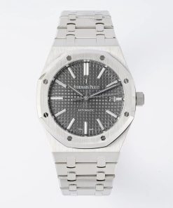 Alternative view of Audemars Piguet-Royal Oak 15400 41mm Stainless Steel/Steel Grey Dial/Stick Markers APSF SA3120 Automatic