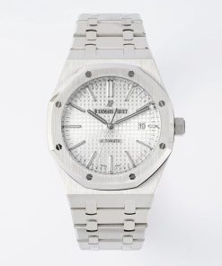 Alternative view of Audemars Piguet-Royal Oak 15400 41mm Stainless Steel/Steel White Dial/Stick Markers APSF SA3120 Automatic