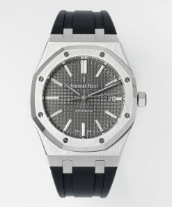 Alternative view of Audemars Piguet-Royal Oak 15400 41mm Stainless Steel/Rubber Grey Dial/Stick Markers APSF SA3120 Automatic