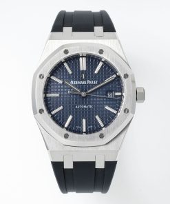 Alternative view of Audemars Piguet-Royal Oak 15400 41mm Stainless Steel/Rubber Blue Dial/Stick Markers APSF SA3120 Automatic