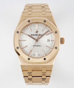 Alternative view of Audemars Piguet-Royal Oak 15400 41mm Rose Gold/Rose Gold White Dial/Stick Markers APSF SA3120 Automatic