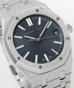 Alternative view of Audemars Piguet-Royal Oak 15510 41mm Frosted Stainless Steel/Steel Blue Dial APSF A4302 Automatic