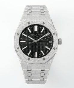 Audemars Piguet-Royal Oak 15510 41mm Frosted Stainless Steel/Steel Black Dial APSF A4302 Automatic