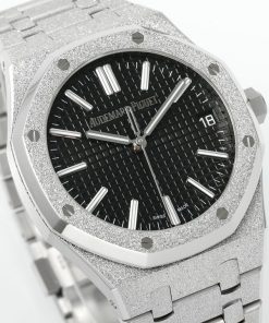 Alternative view of Audemars Piguet-Royal Oak 15510 41mm Frosted Stainless Steel/Steel Black Dial APSF A4302 Automatic