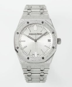 Audemars Piguet-Royal Oak 15510 41mm Frosted Stainless Steel/Steel White Dial APSF A4302 Automatic