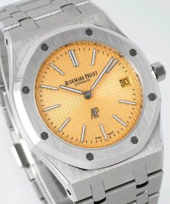 Alternative view of Audemars Piguet-Royal Oak 15202 39mm Stainless Steel/Steel Yellow Dial IPF A2121 Automatic