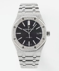 Audemars Piguet-Royal Oak 15410 41mm Frosted Stainless Steel/Steel Black Dial APSF SA3120 Automatic
