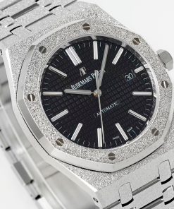 Alternative view of Audemars Piguet-Royal Oak 15410 41mm Frosted Stainless Steel/Steel Black Dial APSF SA3120 Automatic