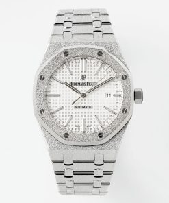 Audemars Piguet-Royal Oak 15410 41mm Frosted Stainless Steel/Steel White Dial APSF SA3120 Automatic