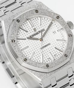 Alternative view of Audemars Piguet-Royal Oak 15410 41mm Frosted Stainless Steel/Steel White Dial APSF SA3120 Automatic