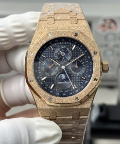 Audemars Piguet-Royal Oak Perpetual Calendar 41mm 26574ST Customized Frosted Yellow Gold Blue Dial A5134 Automatic