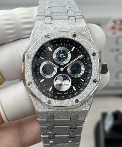 Audemars Piguet-Royal Oak Perpetual Calendar 41mm 26574ST Customized Frosted Stainless Steel/Steel Black Dial A5134 Automatic