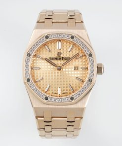 Audemars Piguet-Royal Oak Ladies 67651OR 33mm Diamonds Rose Gold/Rose Gold Dial ZF Swiss Quartz