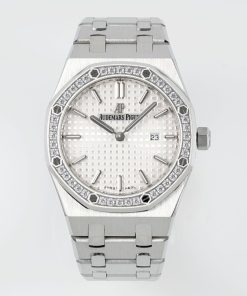 Audemars Piguet-Royal Oak Ladies 67651OR 33mm Diamonds Stainless Steel/Steel White Dial ZF Swiss Quartz