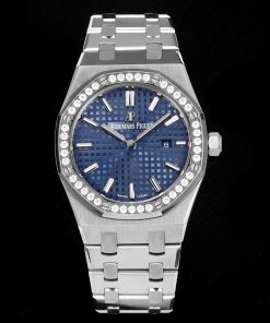 Audemars Piguet-Royal Oak Ladies 67651OR 33mm Diamonds tainless Steel/Steel Blue Dial TKF Swiss Cal.2713 Quartz