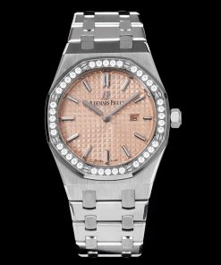 Audemars Piguet-Royal Oak Ladies 67651OR 33mm Diamonds tainless Steel/Steel Cream Dial TKF Swiss Cal.2713 Quartz