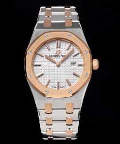 Audemars Piguet-Royal Oak Ladies 67651OR 33mm Stainless Steel/Rose Gold White Dial TKF Swiss Cal.2713 Quartz