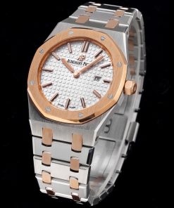Alternative view of Audemars Piguet-Royal Oak Ladies 67651OR 33mm Stainless Steel/Rose Gold White Dial TKF Swiss Cal.2713 Quartz