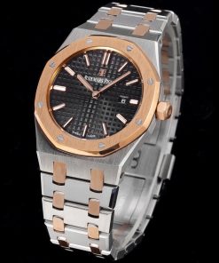 Alternative view of Audemars Piguet-Royal Oak Ladies 67651OR 33mm Stainless Steel/Rose Gold Black Dial TKF Swiss Cal.2713 Quartz