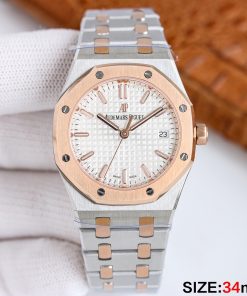 Audemars Piguet-Royal Oak Ladies 77350 34mm Stainless Steel/Rose Gold White Dial BF A5800 Automatic