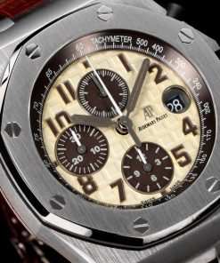 Alternative view of Audemars Piguet-Royal Oak Offshore 26470ST Chronograph 42mm Stainless Steel/Leather Cream/Brown Dials TKF A7750 Automatic