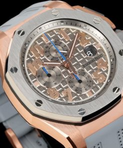 Alternative view of Audemars Piguet-Royal Oak Offshore 26400 Chronograph 44mm Rose Gold/Rubber Grey/Silver Dials TKF A7750 Automatic
